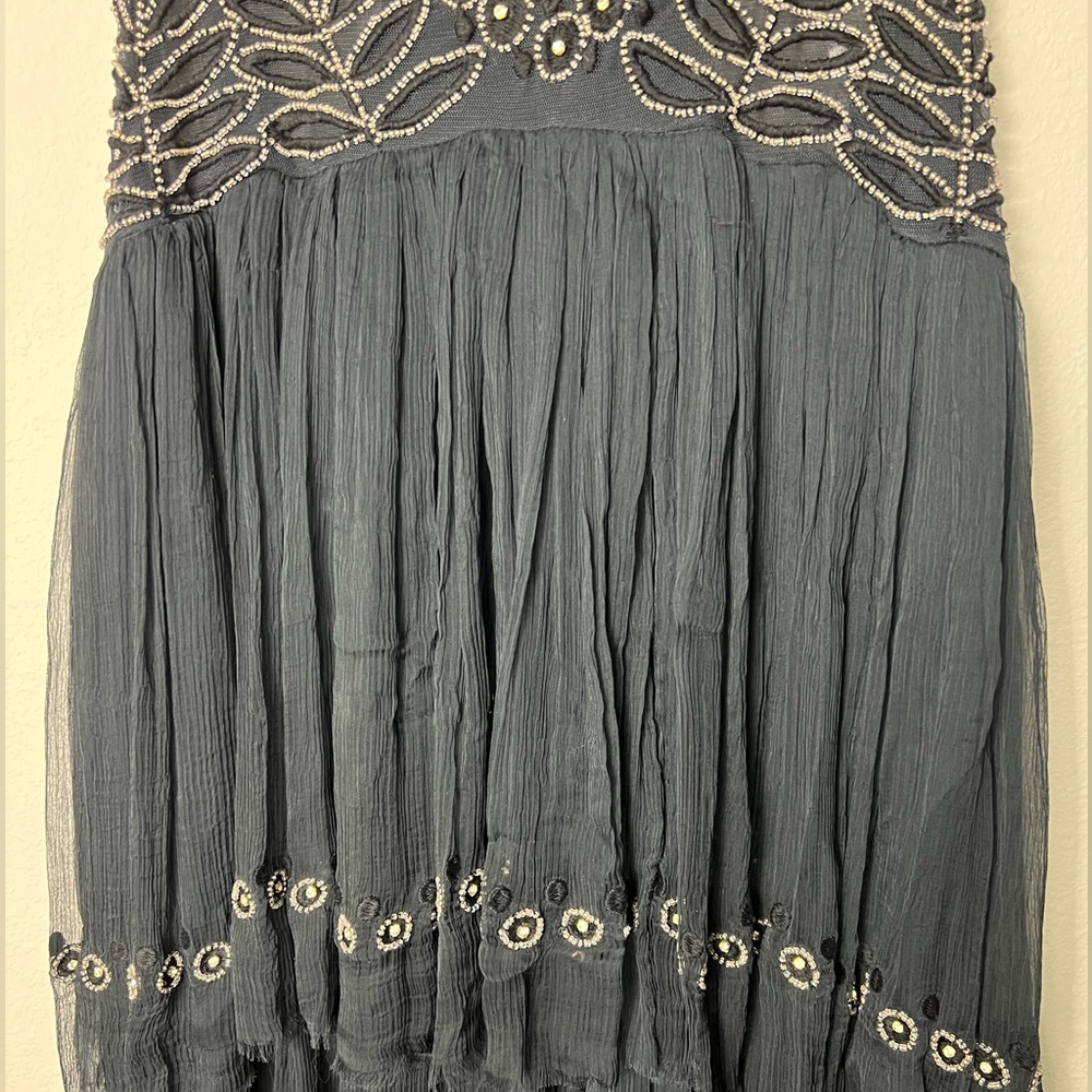 Free People Twilight beaded black mini dress size medium NWT - Picture 4 of 5